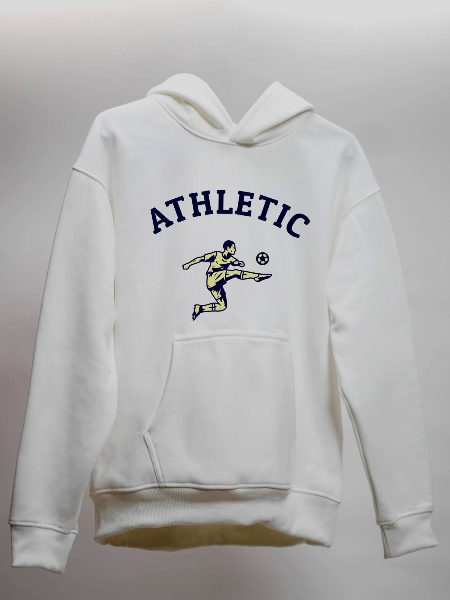 ATHLETIC WHITE HOODIE- SPORTS GRAPHIC PULLOVER STREETWEAR HOODIE