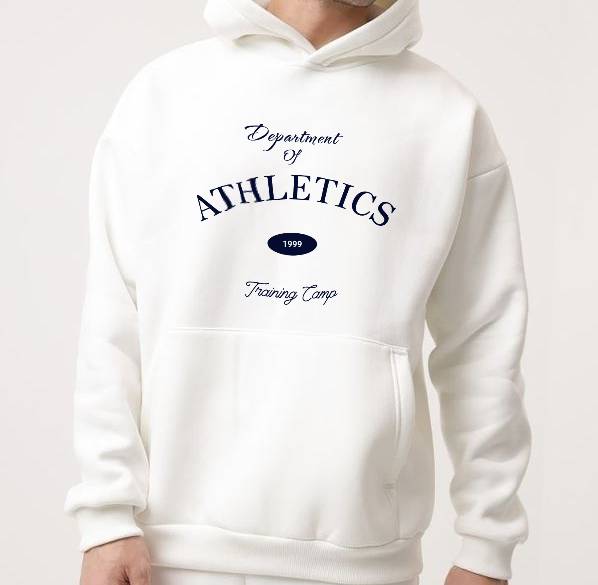 Vintage Athletic Hoodie for men and women. Retro Collegiate Training Camp Club Pullover.